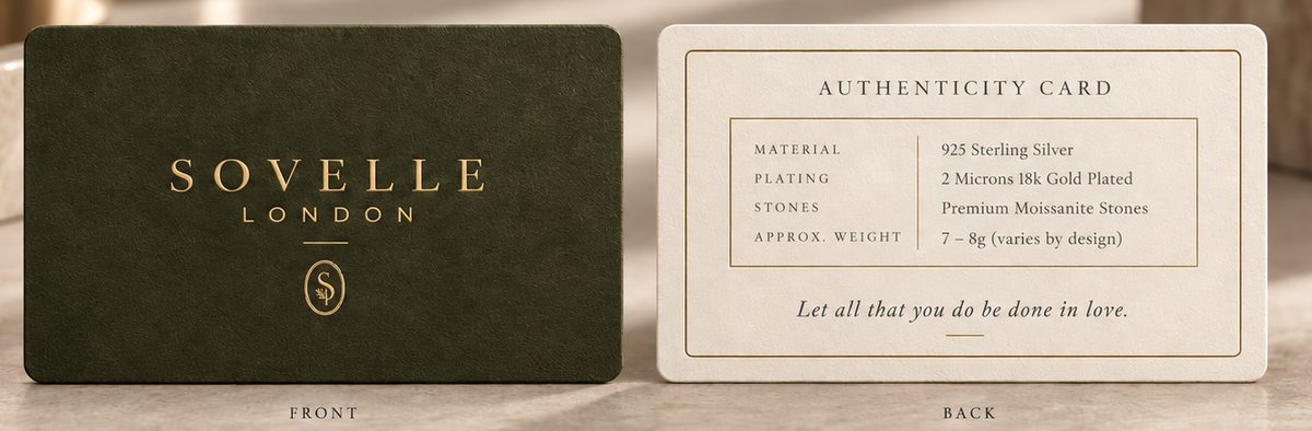The authenticity card, front and back